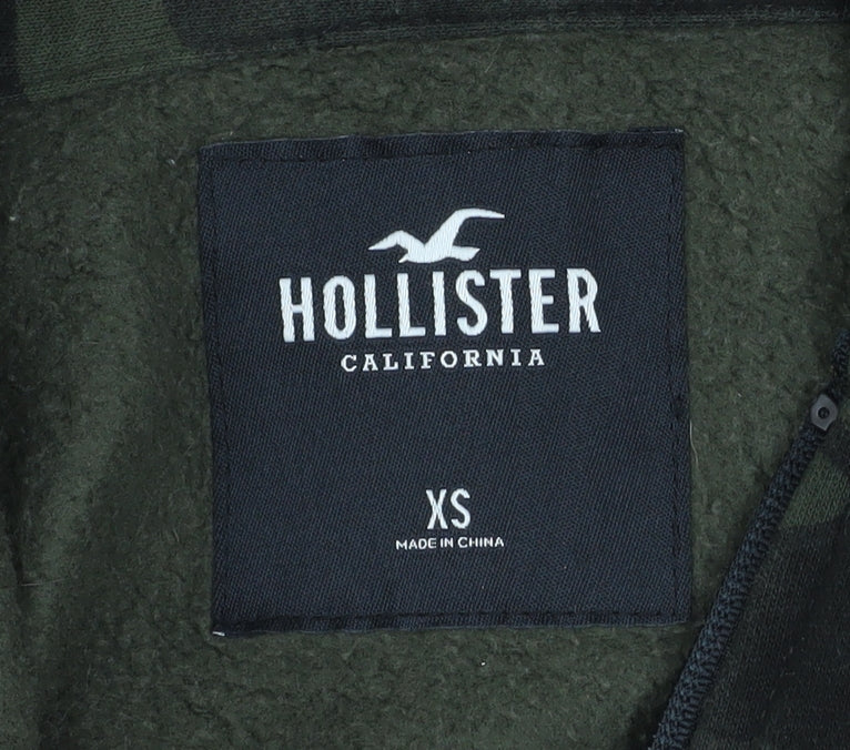 Hollister Men's Green Camo Full Zip Hoodie XS Cotton Blend