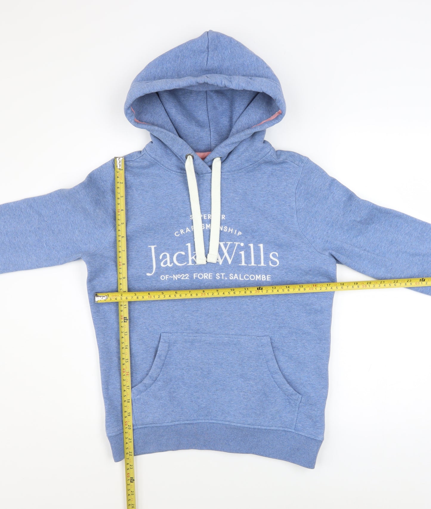 Jack Wills Womens Blue Hoodie UK 6 Pullover Cotton Blend Logo Design