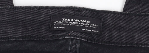 Zara Woman Black Skinny Biker Jeans with Ankle Zips Size 8