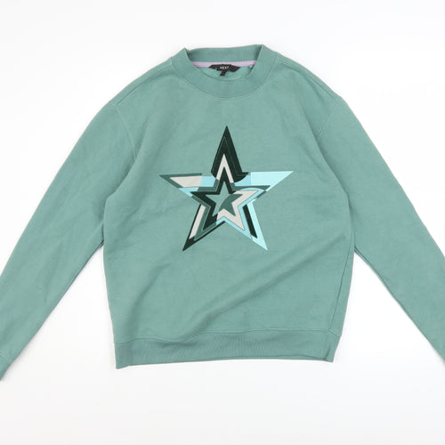 NEXT Women's Green Star Print Sweatshirt Size Small Cotton Blend