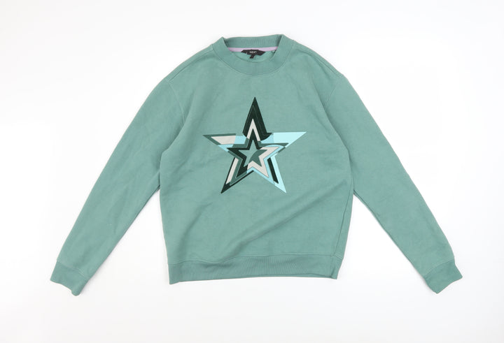 NEXT Women's Green Star Print Sweatshirt Size Small Cotton Blend
