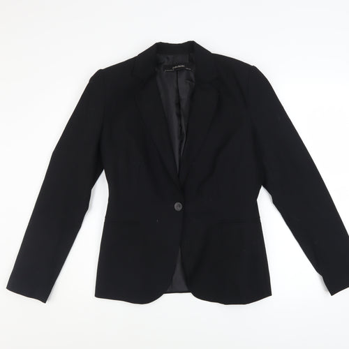 Zara Women Black Single-Breasted Blazer Size 10 Slim Fit