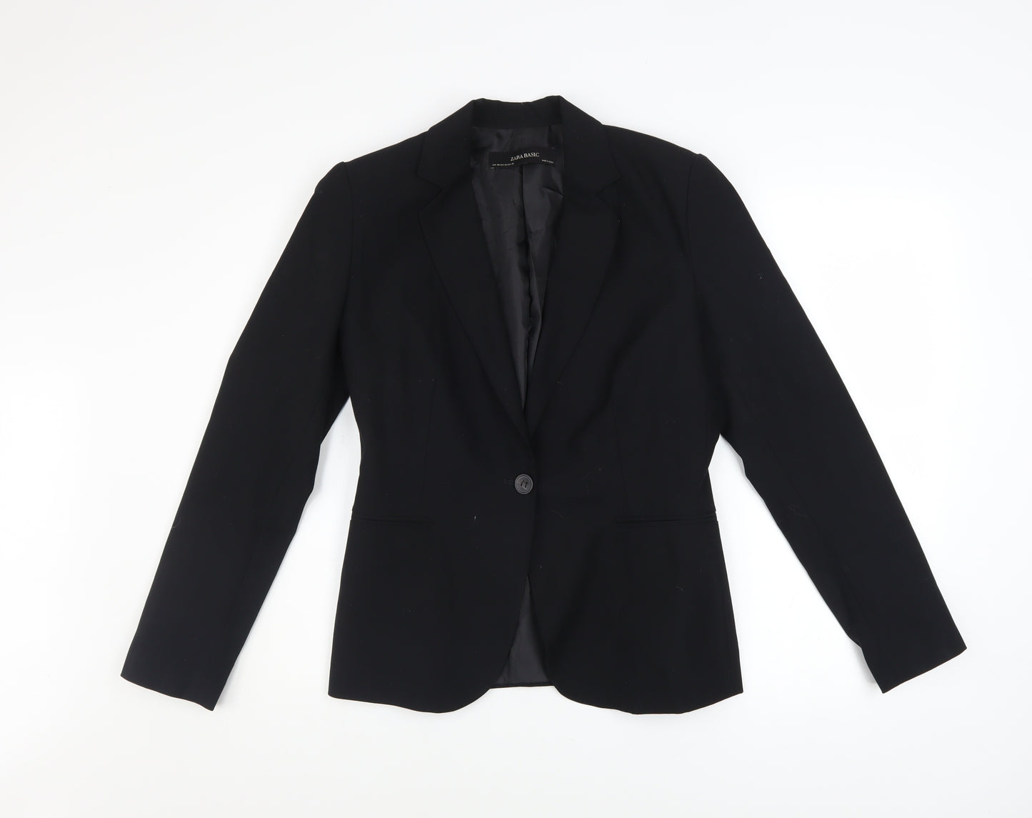 Zara Women Black Single-Breasted Blazer Size 10 Slim Fit