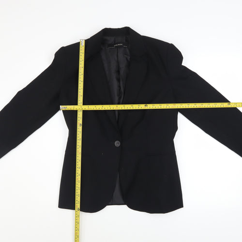 Zara Women Black Single-Breasted Blazer Size 10 Slim Fit