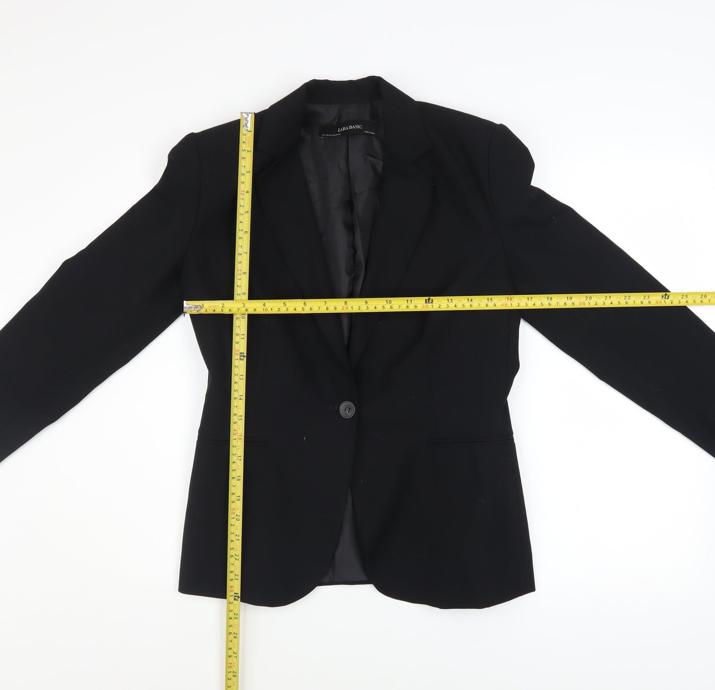 Zara Women Black Single-Breasted Blazer Size 10 Slim Fit
