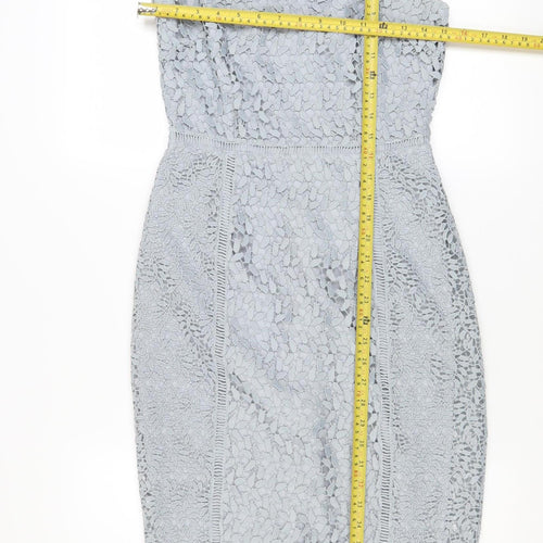 Marks and Spencer Women’s Grey Sheath Lace Dress Size 8 Sleeveless V-Neck
