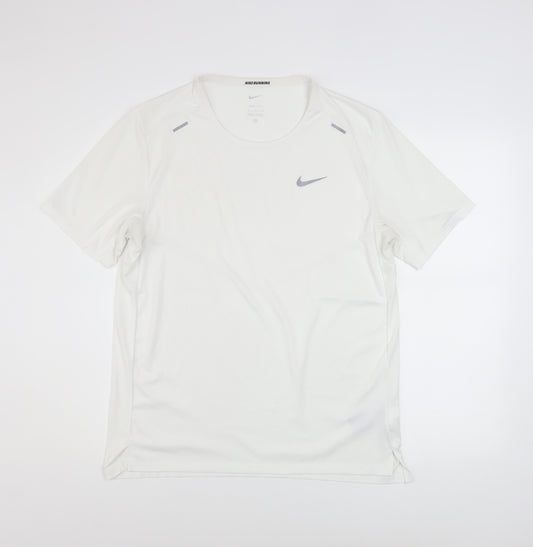Nike Men's White Dri-FIT Running T-Shirt Size M Short Sleeve
