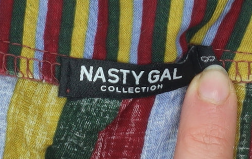 Nasty Gal Women’s Multicoloured Striped Cropped Button-Up Top Size M