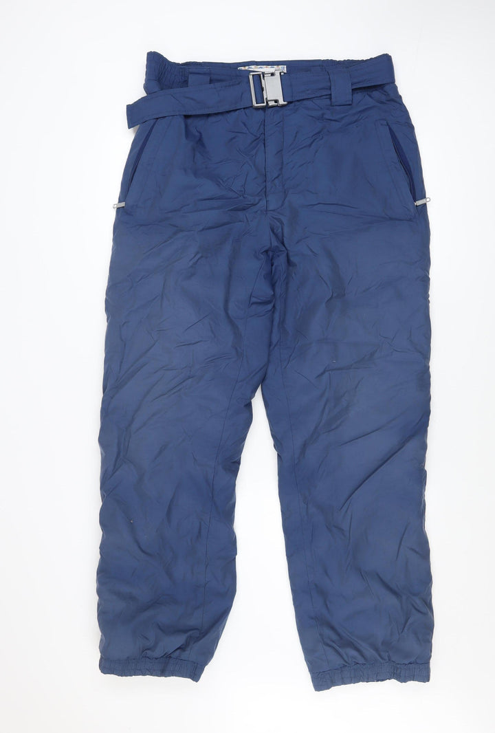WINCOOK Men's Blue Size 36 Snow Pants Regular Fit Belted Waterproof