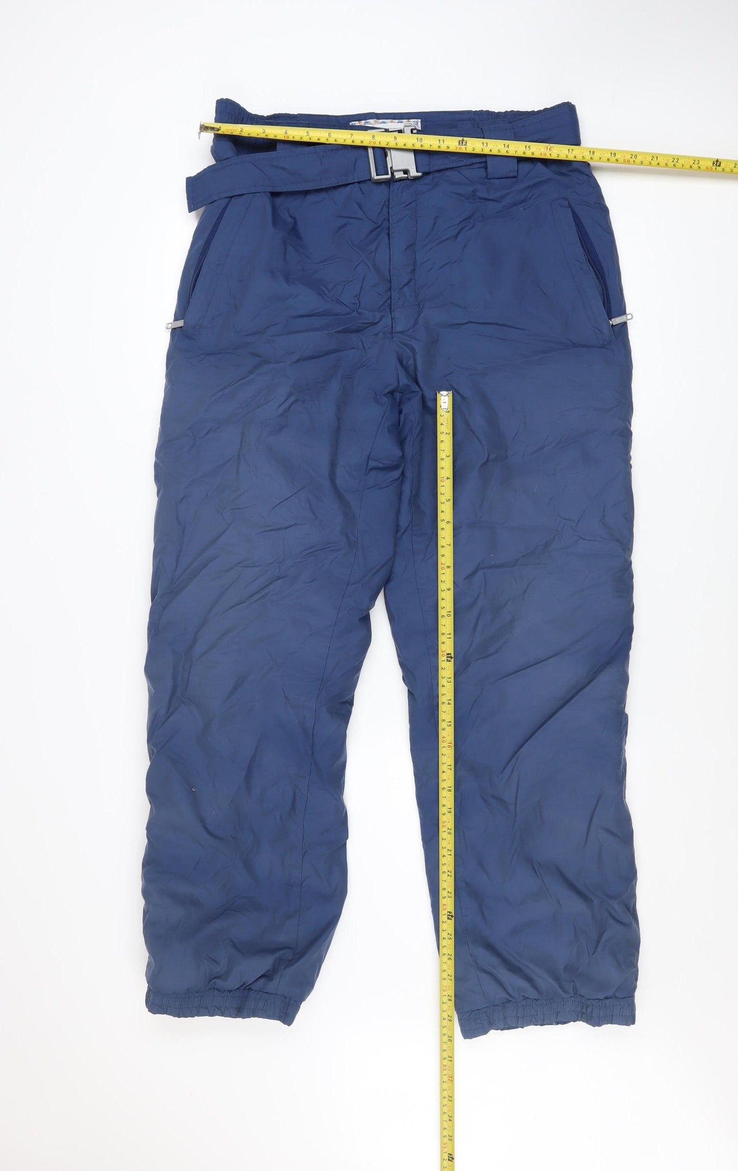 WINCOOK Men's Blue Size 36 Snow Pants Regular Fit Belted Waterproof