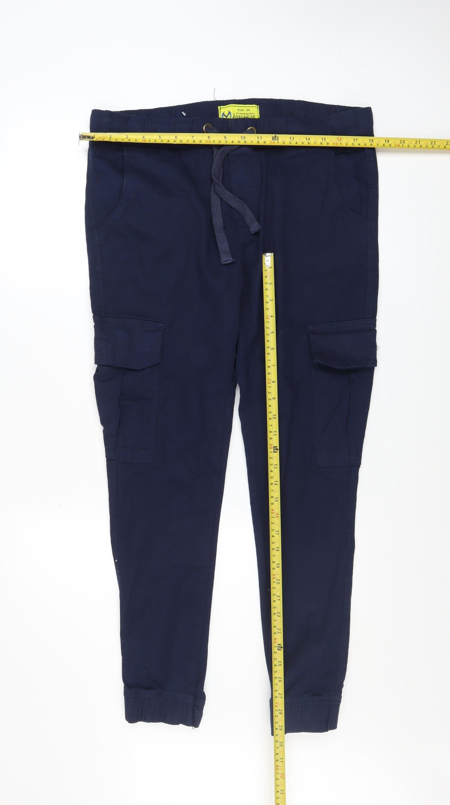 Avalanche Men's Blue Cargo Jogger Trousers Size 34 Cotton Blend Casual