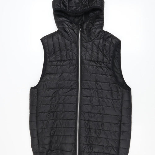 Very Man Men’s Black Hooded Puffer Waistcoat Gilet Size S Regular Fit