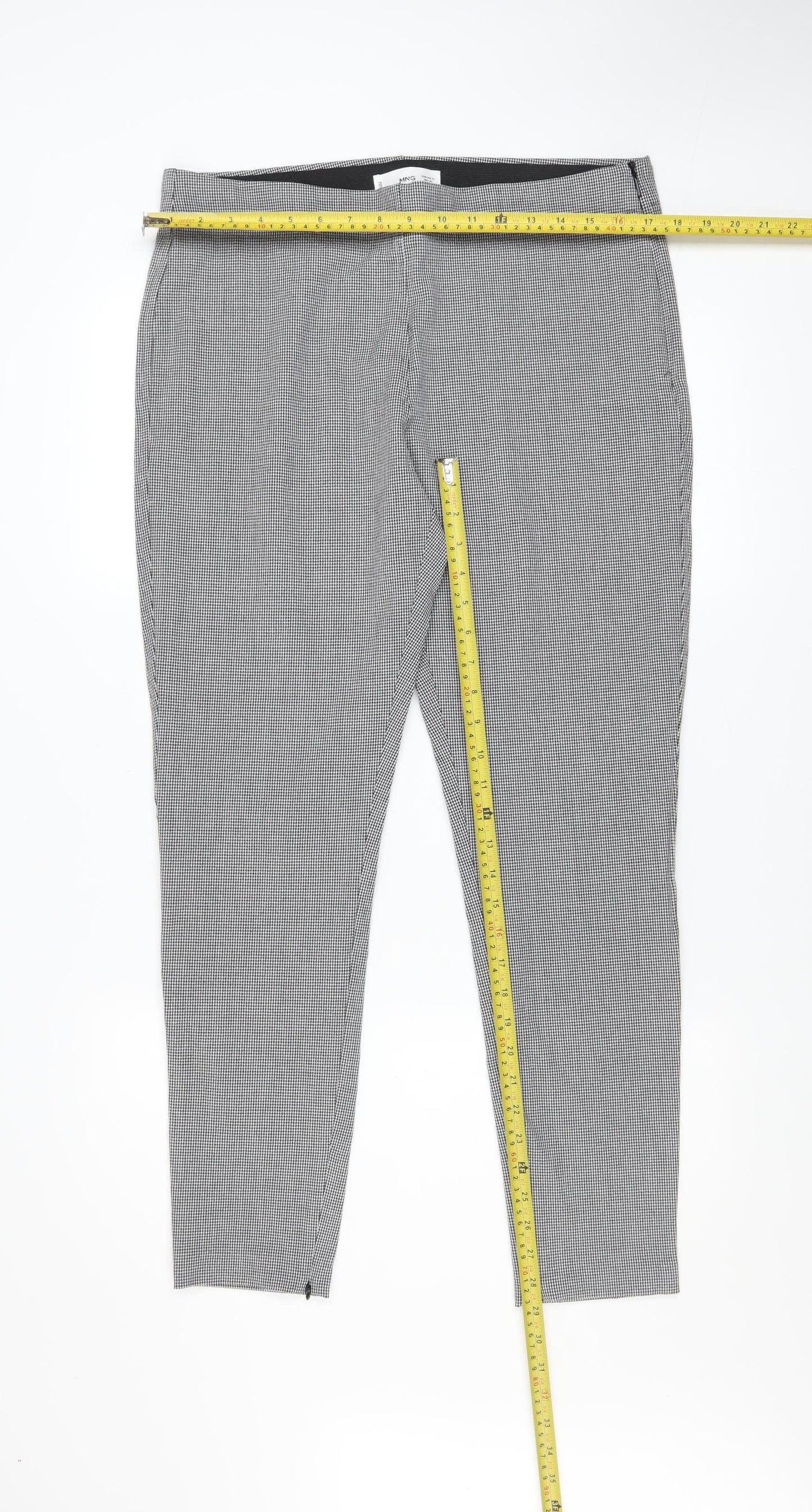 MNG Womens Grey Houndstooth Slim Fit Stretch Leggings XL
