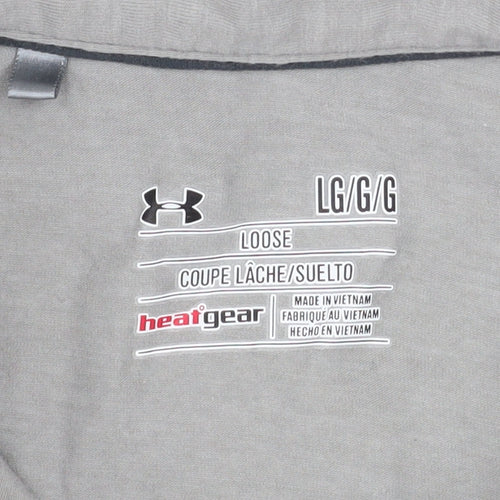 Under Armour Men's Grey HeatGear Polo Shirt Size L Loose Fit