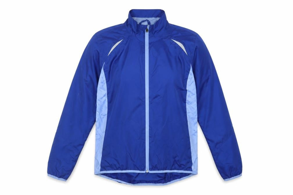 Front view of Crivit Women's Blue Lightweight Windbreaker Jacket, size L, 14/16
