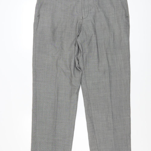 Dunnes Stores Men Grey Wool Blend Dress Pants 36W 31L Regular Fit