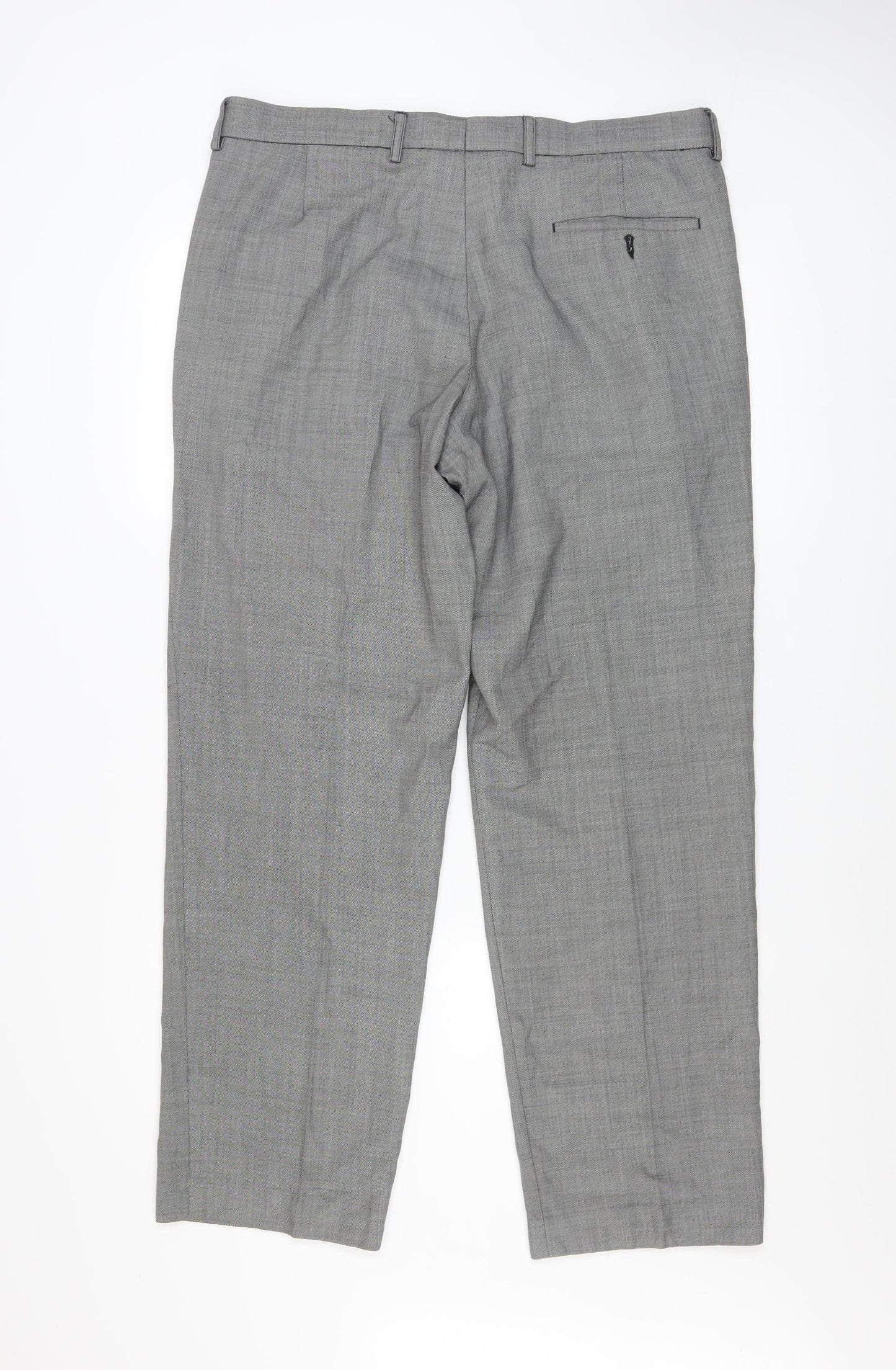 Dunnes Stores Men Grey Wool Blend Dress Pants 36W 31L Regular Fit