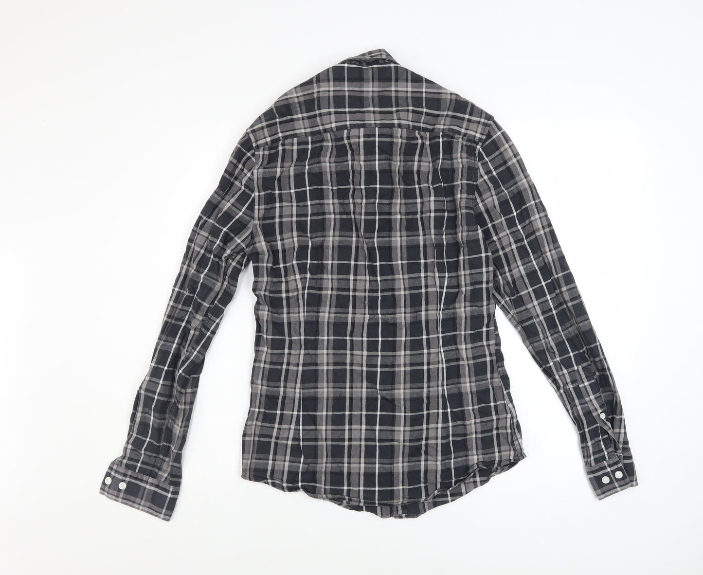 ASOS Design Men's Black Check Button-Up Shirt XS Long Sleeve