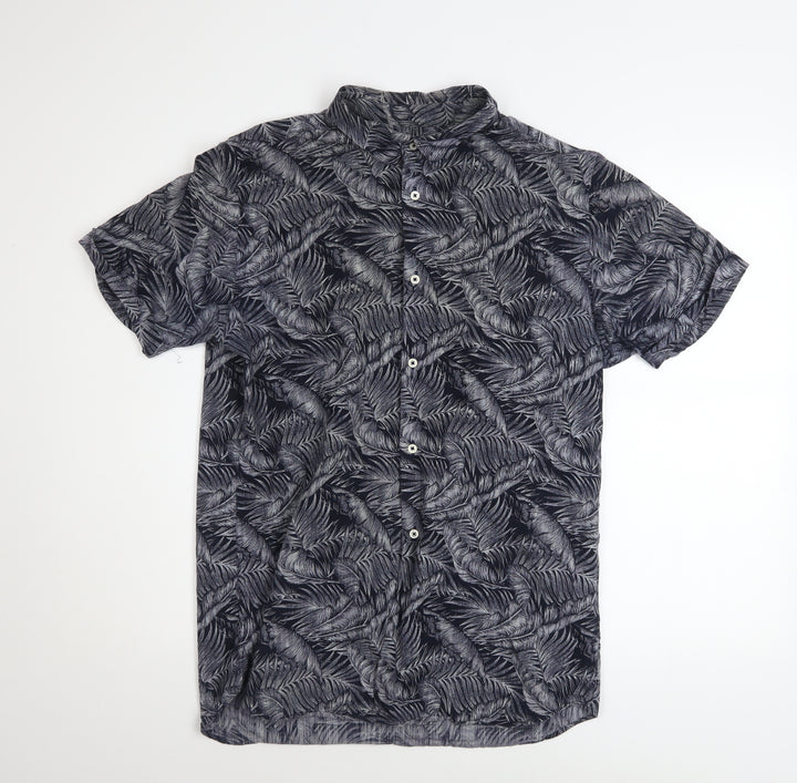 Jack & Jones Men’s Black Tropical Short Sleeve Cotton Shirt L
