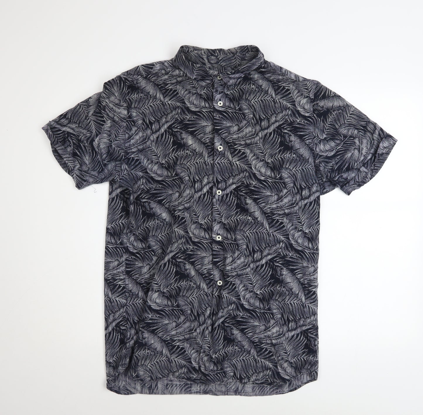 Jack & Jones Men’s Black Tropical Short Sleeve Cotton Shirt L