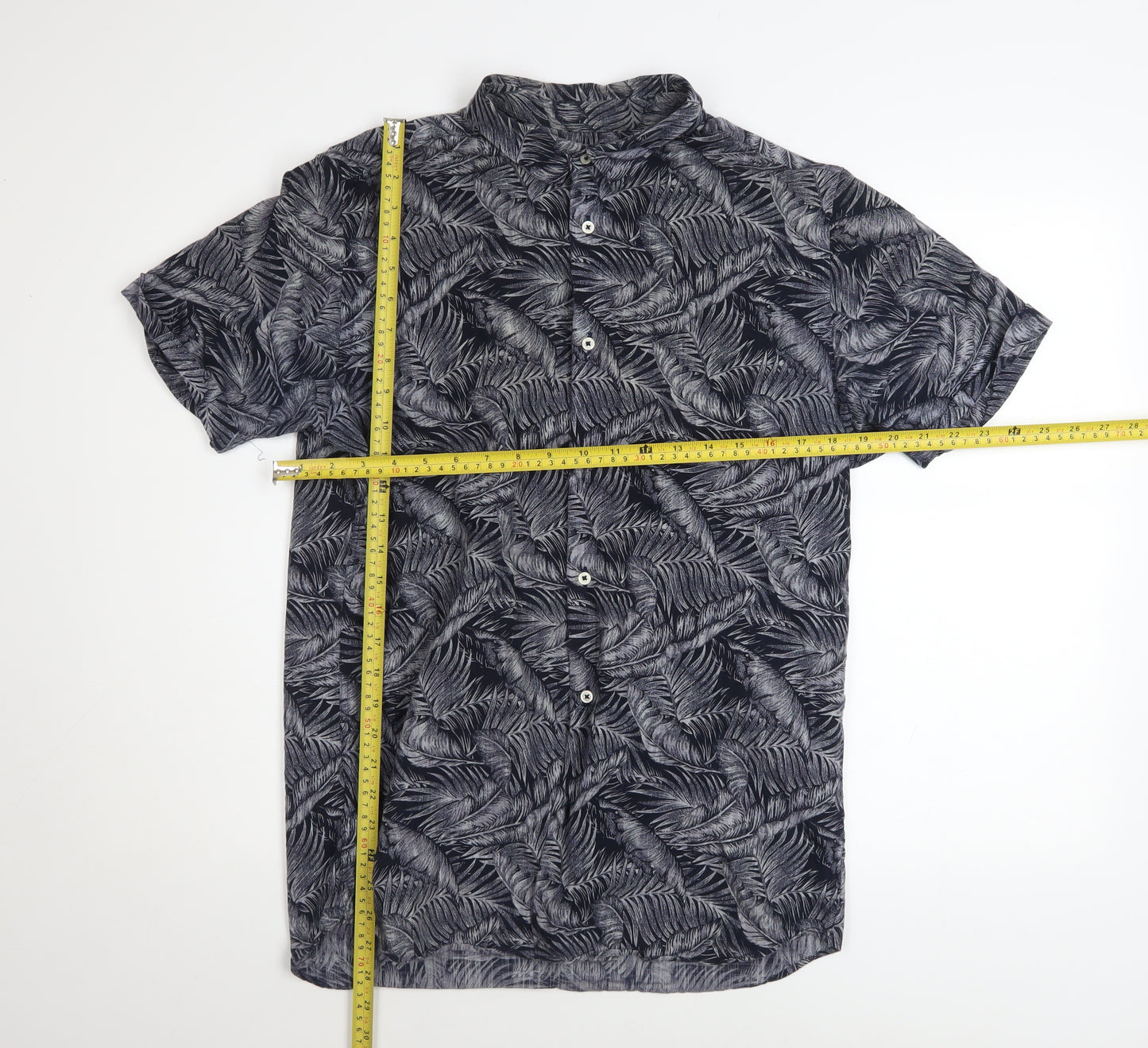 Jack & Jones Men’s Black Tropical Short Sleeve Cotton Shirt L