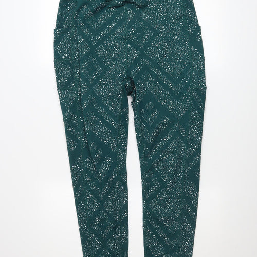 POP Fit Womens Green Geometric Leggings XL Activewear
