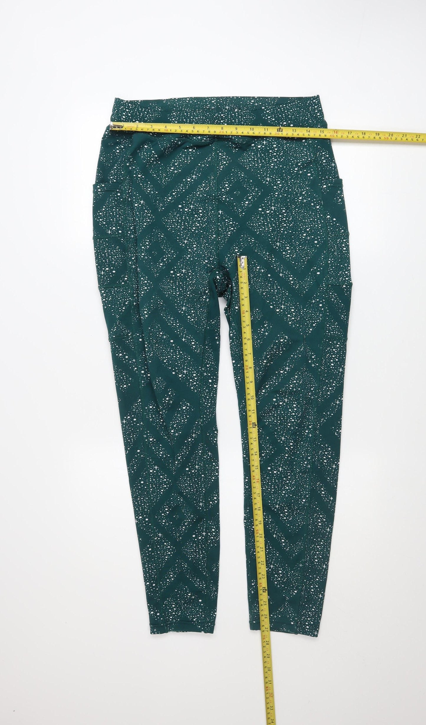POP Fit Womens Green Geometric Leggings XL Activewear