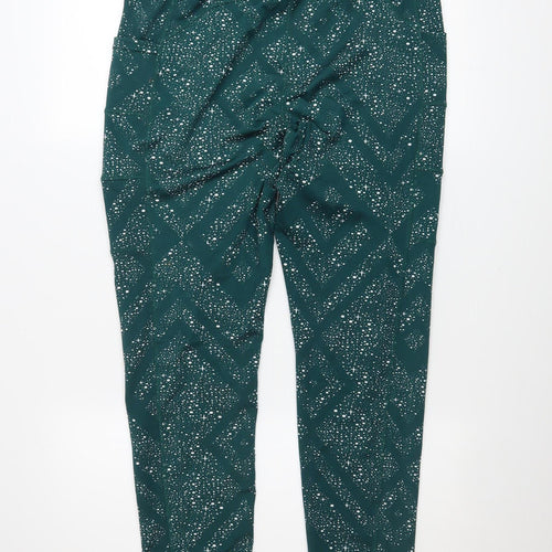 POP Fit Womens Green Geometric Leggings XL Activewear