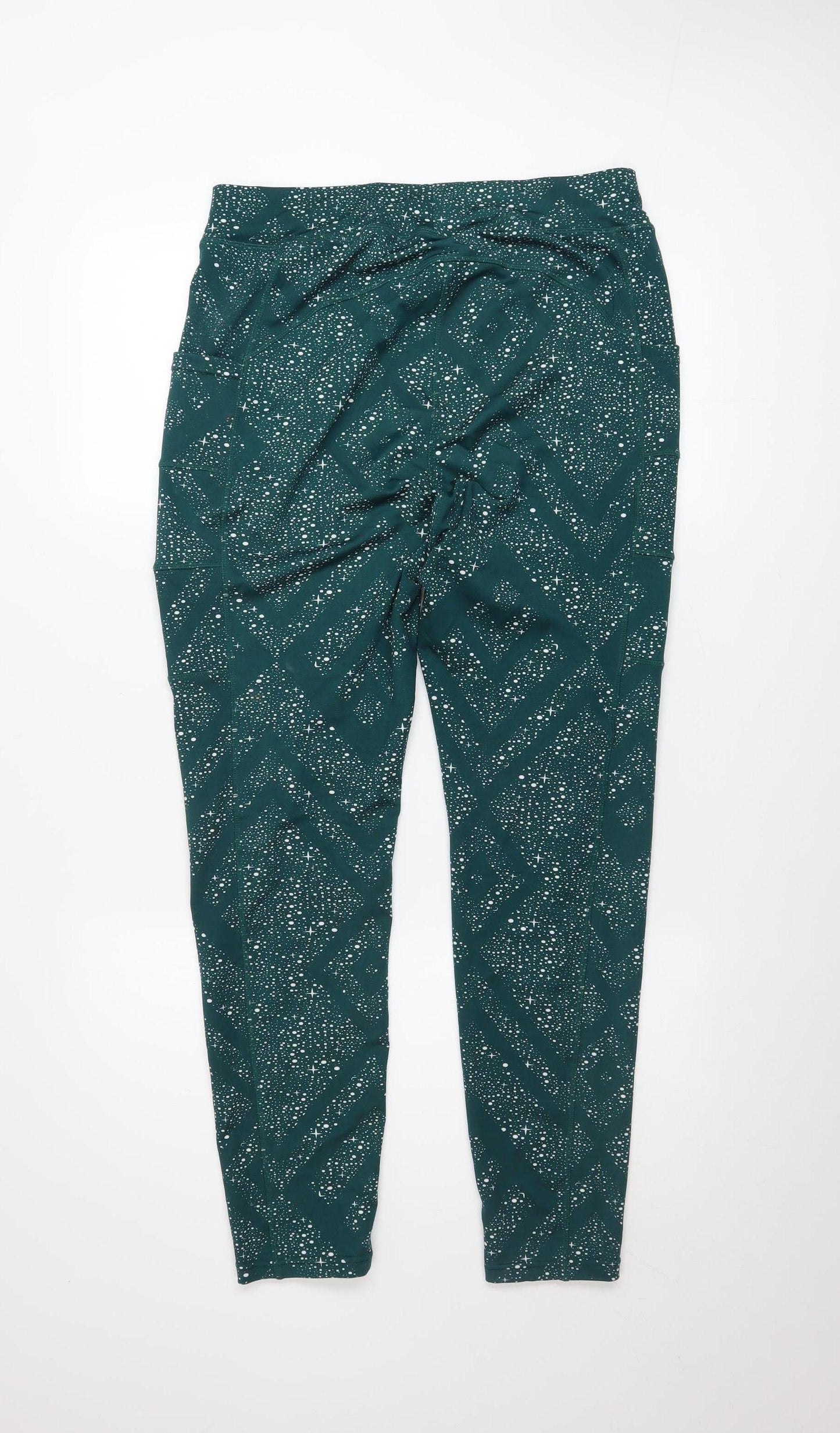 POP Fit Womens Green Geometric Leggings XL Activewear