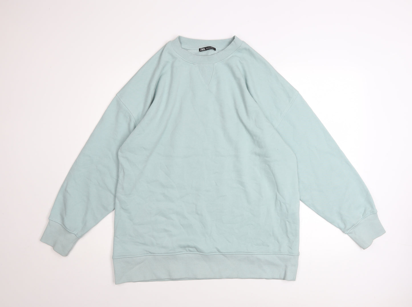 ZARA Men’s Mint Green Cotton Pullover Sweatshirt Size M