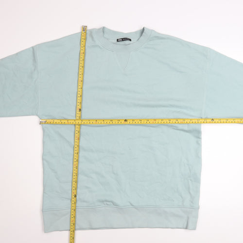 ZARA Men’s Mint Green Cotton Pullover Sweatshirt Size M
