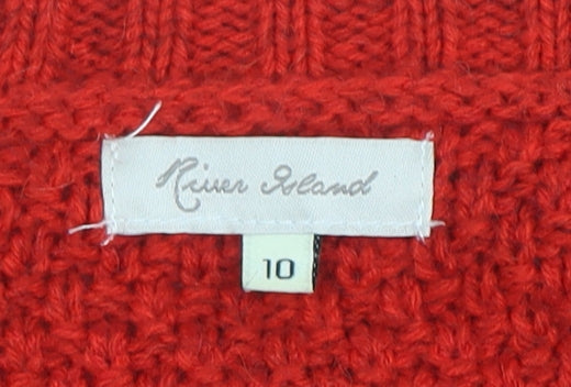 River Island Women's Red Cable-Knit Jumper UK 10 Acrylic Alpaca Blend