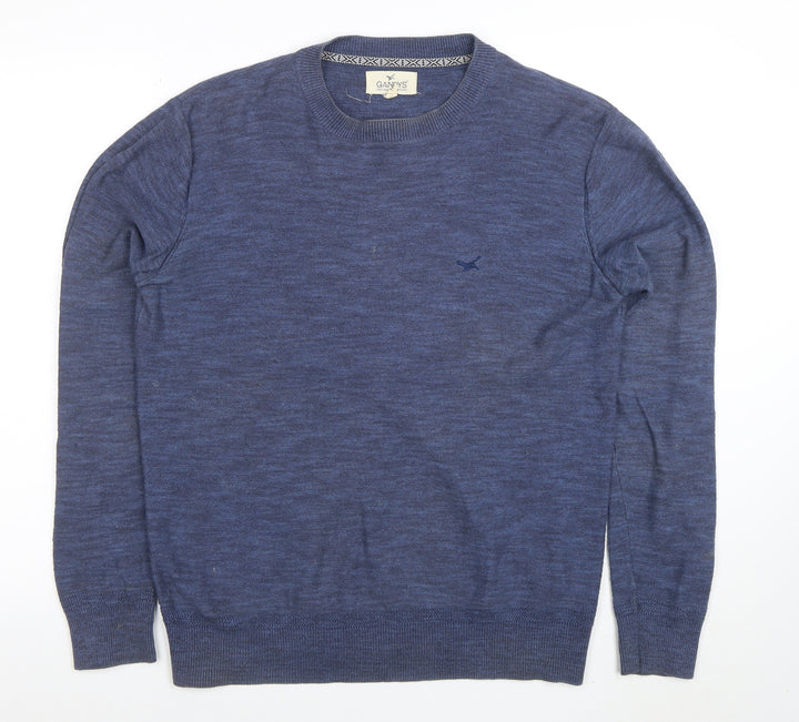 Gandy's Women's Blue Cotton Crew Neck Long Sleeve Jumper M