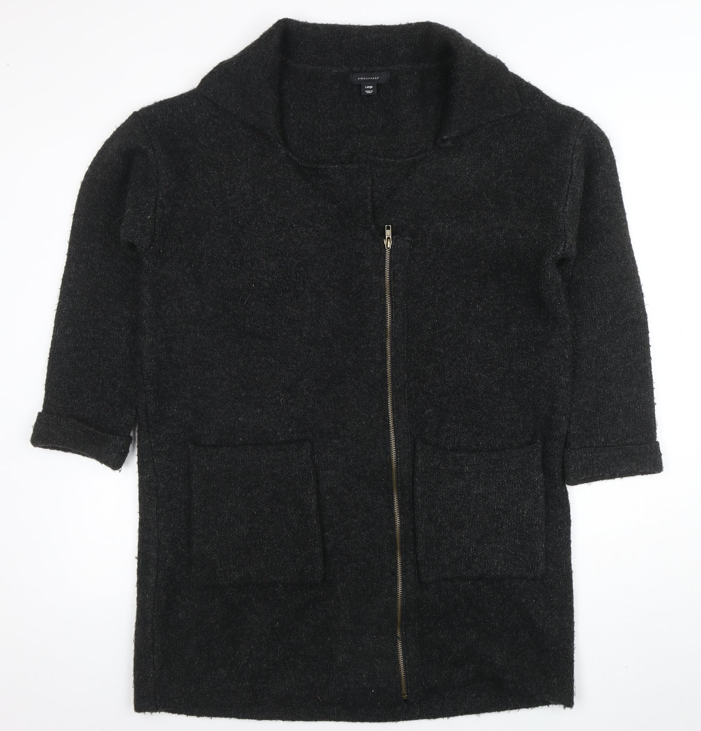 Atmosphere Women's Black Full Zip Chunky Knit Cardigan L