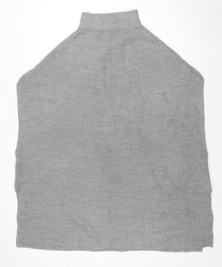 Yours Women Grey Knit High Neck Cape Jumper Size 18-20