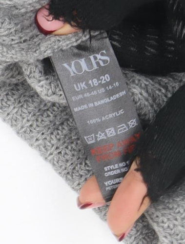 Yours Women Grey Knit High Neck Cape Jumper Size 18-20