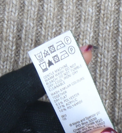 Marks and Spencer Women’s Beige Ribbed Knit Crew Neck Jumper Size M