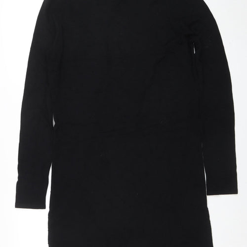 Mango Women Black Bodycon Knit Dress Size 14 Long Sleeve Crew Neck