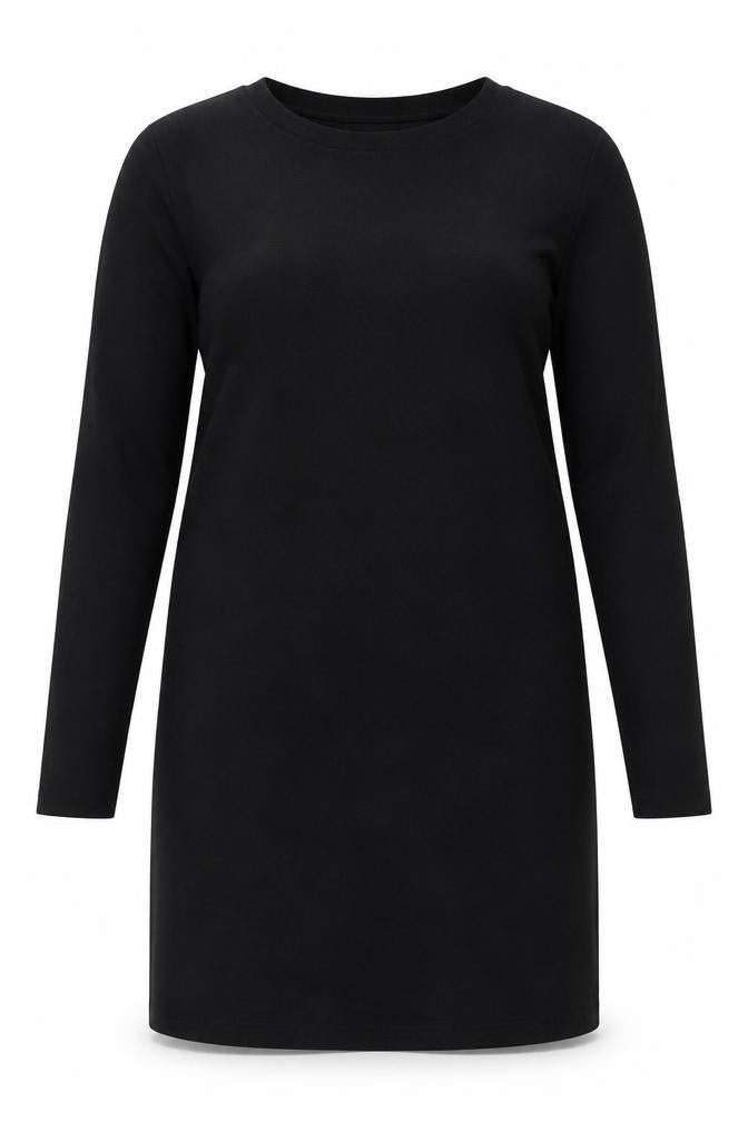 Mango Women Black Bodycon Knit Dress Size 14 Long Sleeve Crew Neck