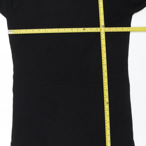 Mango Women Black Bodycon Knit Dress Size 14 Long Sleeve Crew Neck
