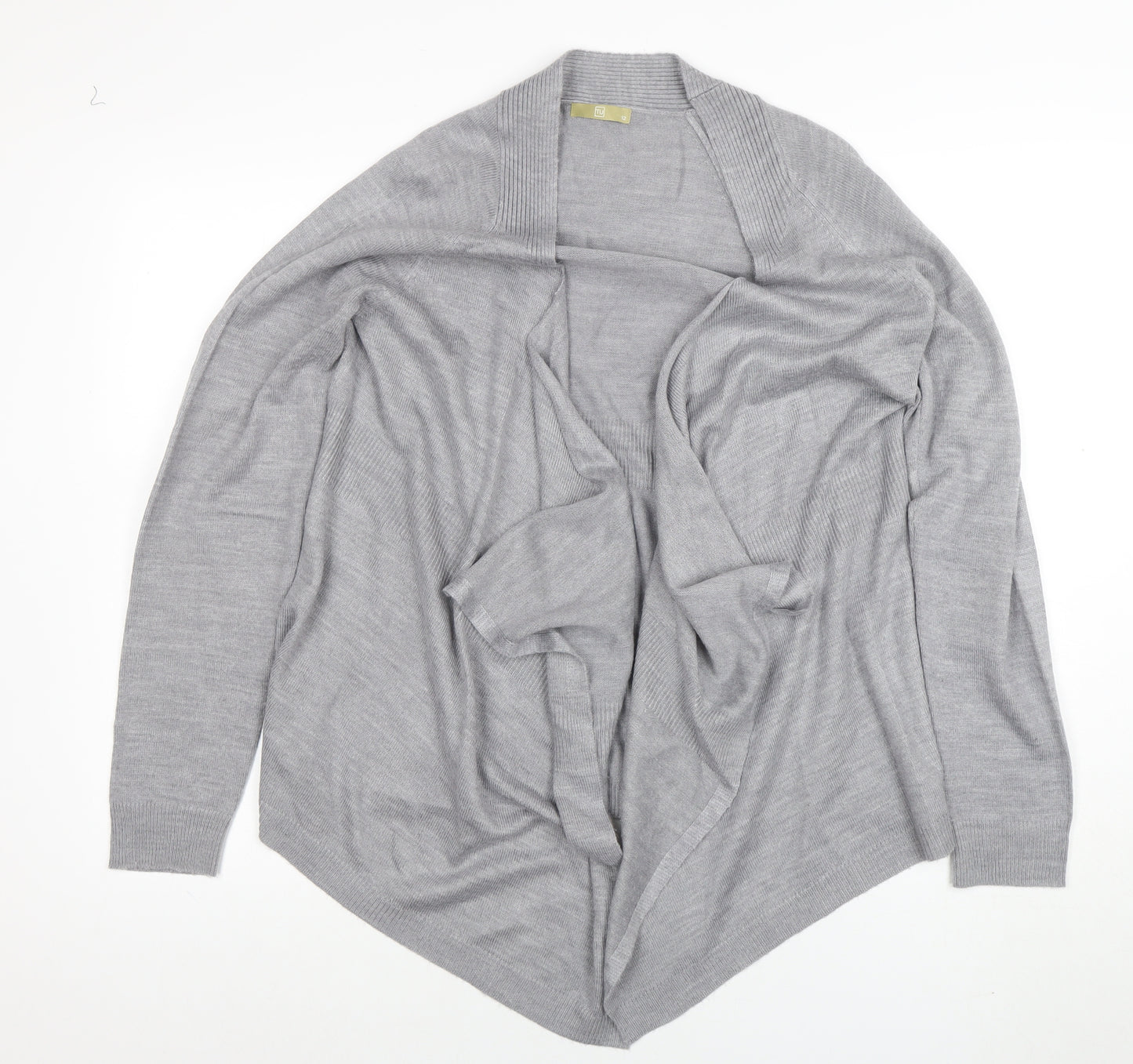 TU Women’s Grey Knit Long Sleeve Open Cardigan Size 12
