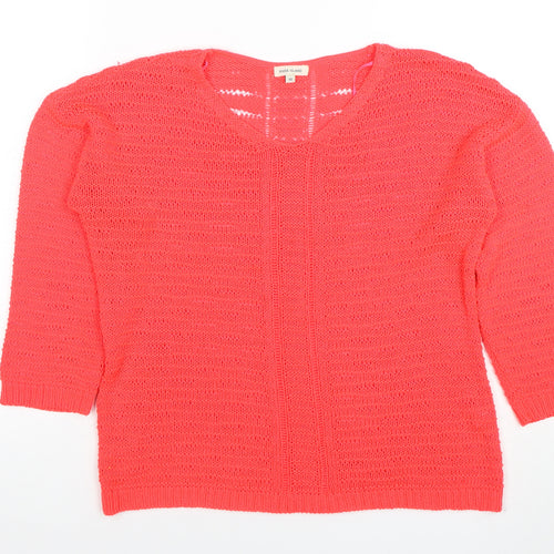 River Island Women’s Pink 3/4 Sleeve Open Knit Jumper Size 10