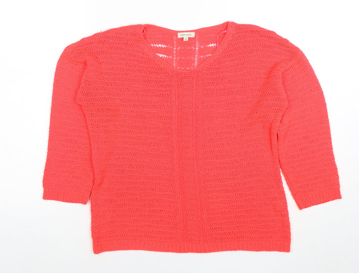 River Island Women’s Pink 3/4 Sleeve Open Knit Jumper Size 10