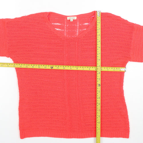 River Island Women’s Pink 3/4 Sleeve Open Knit Jumper Size 10