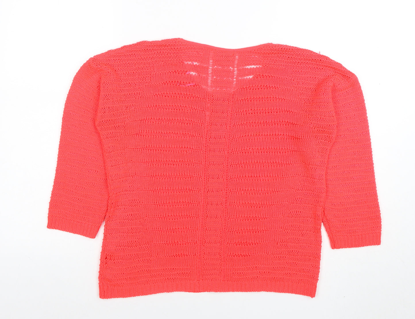 River Island Women’s Pink 3/4 Sleeve Open Knit Jumper Size 10
