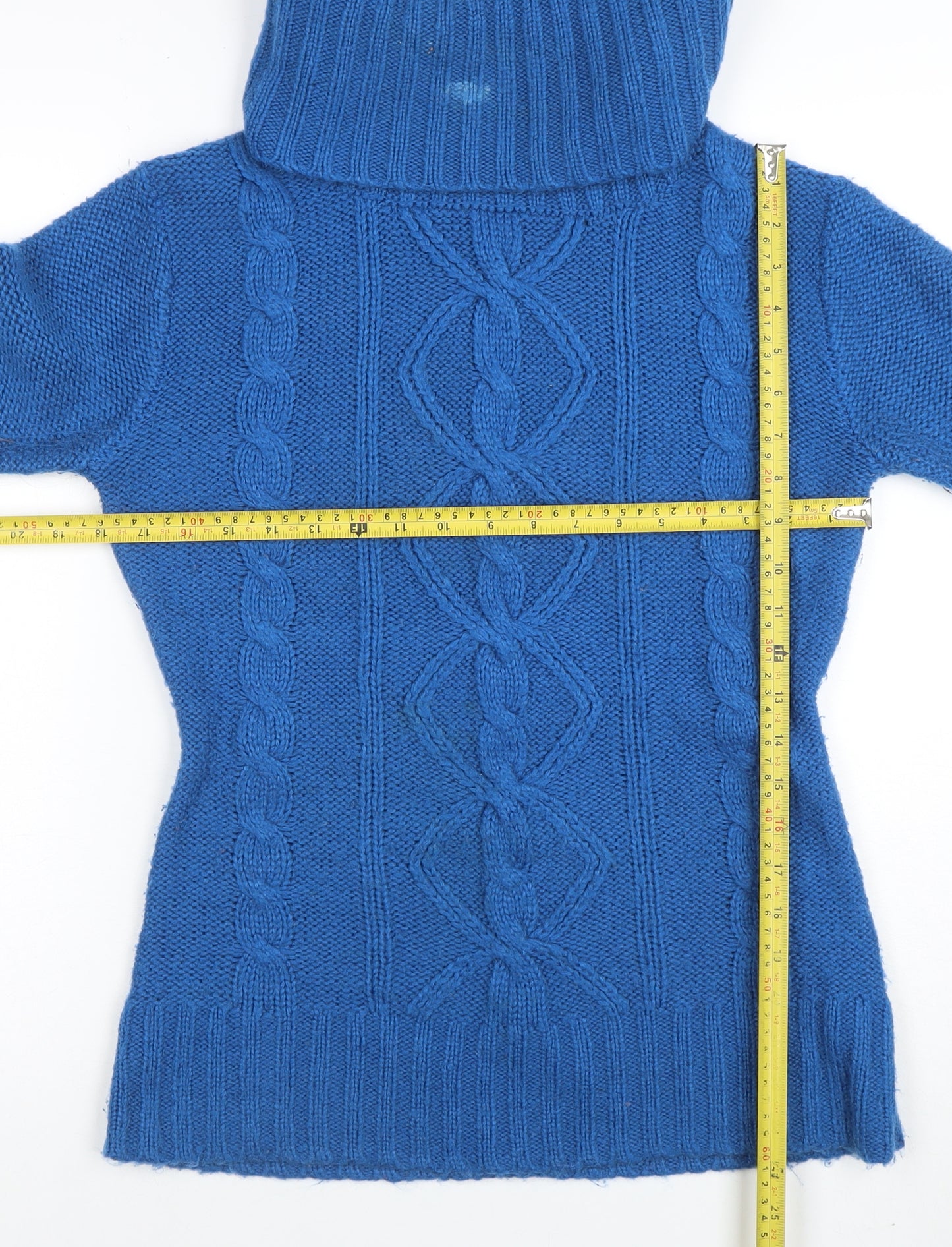 Joe Browns Womens Blue Roll Neck Cable-Knit Jumper Size 10