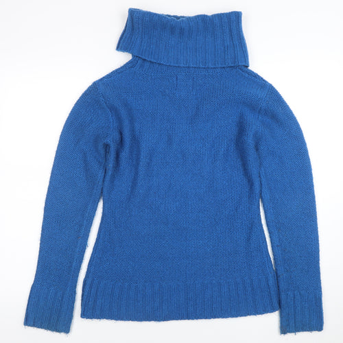 Joe Browns Womens Blue Roll Neck Cable-Knit Jumper Size 10