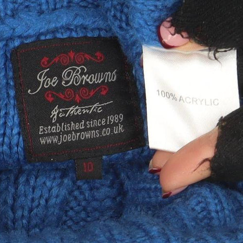 Joe Browns Womens Blue Roll Neck Cable-Knit Jumper Size 10