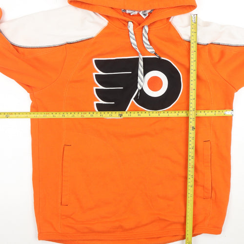 Reebok Men’s Orange Pullover Hoodie M NHL Hockey Graphic Sweatshirt