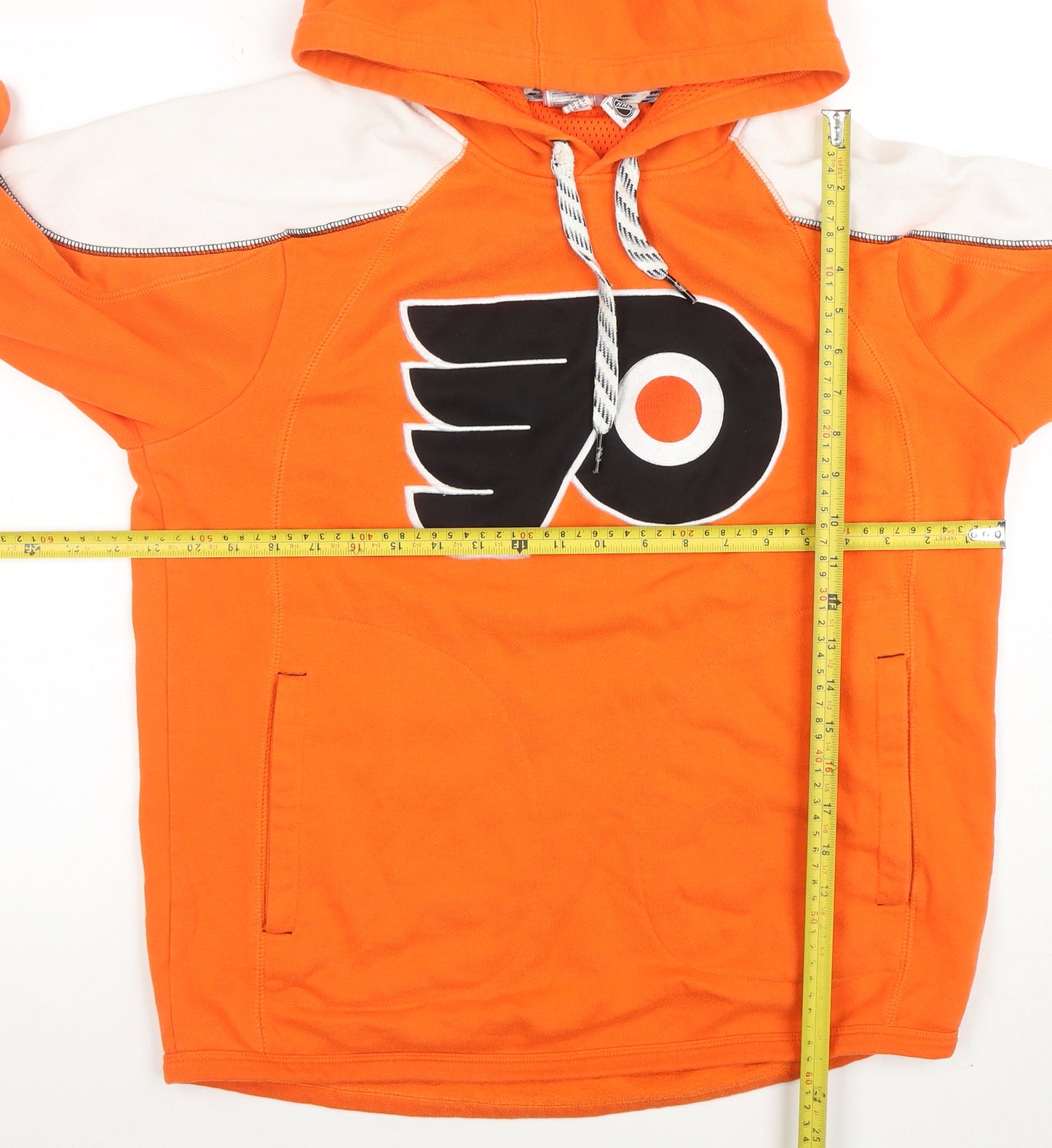 Reebok Men’s Orange Pullover Hoodie M NHL Hockey Graphic Sweatshirt